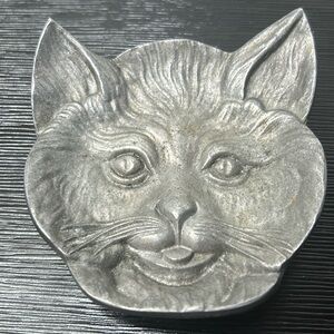 Vintage Pewter Cat Trinket Dish